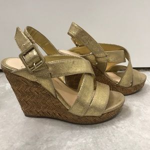 Jessica Simpson Gold Cork Wedges